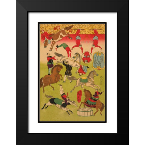 Big French circus on the grounds of Shokonsha (Yasukuni) shrine (Shokonsha keidai Furansu okyokuba [ Black Modern Wood Framed Art Print with Double Matting by Hiroshige, Utagawa