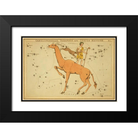 Camelopardalis, Tarandus and Custos Messium, 1825 Black Modern Wood Framed Art Print with Double Matting by Aspin, Jehoshaphat