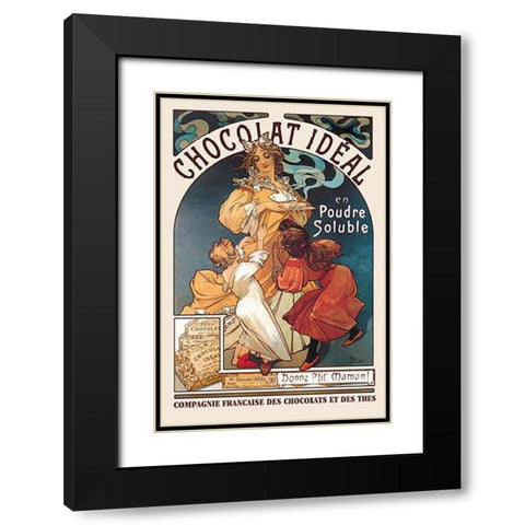 Chocolat Ideal, 1897 Black Modern Wood Framed Art Print with Double Matting by Mucha, Alphonse