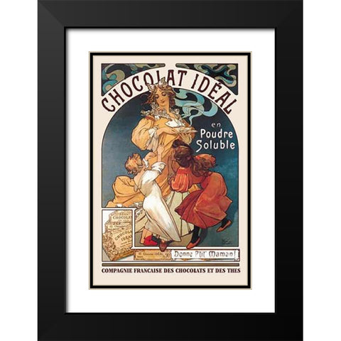 Chocolat Ideal, 1897 Black Modern Wood Framed Art Print with Double Matting by Mucha, Alphonse