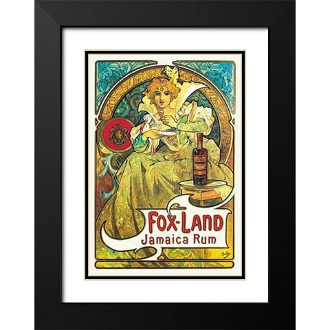 Fox-Land Jamaica Maps, 1897 Black Modern Wood Framed Art Print with Double Matting by Mucha, Alphonse