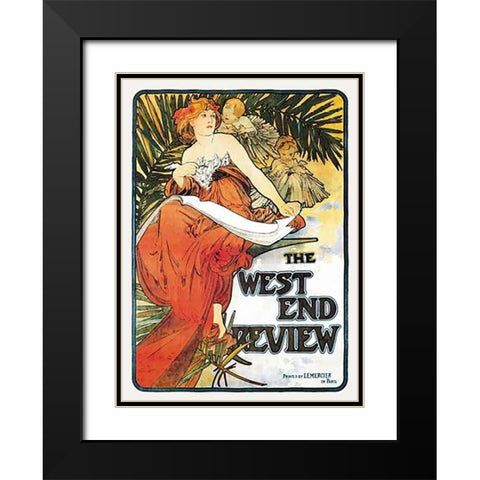 The West End Review, 1898 Black Modern Wood Framed Art Print with Double Matting by Mucha, Alphonse