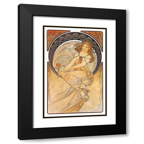 Painting Black Modern Wood Framed Art Print with Double Matting by Mucha, Alphonse
