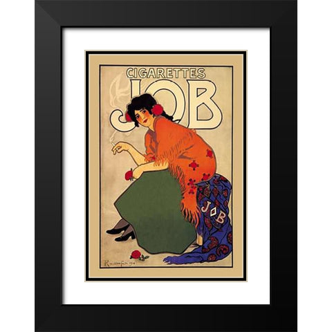 Cigarettes Job Black Modern Wood Framed Art Print with Double Matting by Mucha, Alphonse