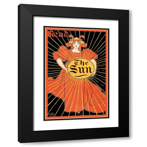 Read the Sun, 1895 Black Modern Wood Framed Art Print with Double Matting by Rhead, Louis
