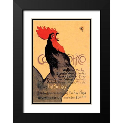 Cocorico, 1899 Black Modern Wood Framed Art Print with Double Matting by Steinlen, Theophile