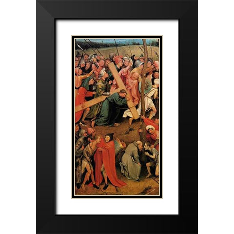 Museumist Carrying The Cross III Black Modern Wood Framed Art Print with Double Matting by Bosch, Hieronymus