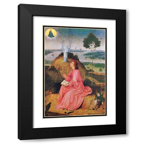 St John The Evangelist On Patmos Black Modern Wood Framed Art Print with Double Matting by Bosch, Hieronymus