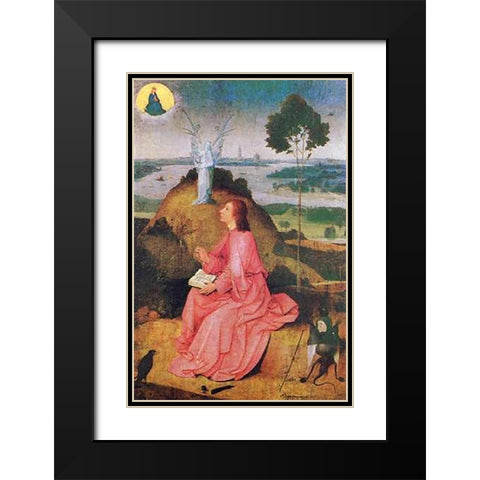 St John The Evangelist On Patmos Black Modern Wood Framed Art Print with Double Matting by Bosch, Hieronymus