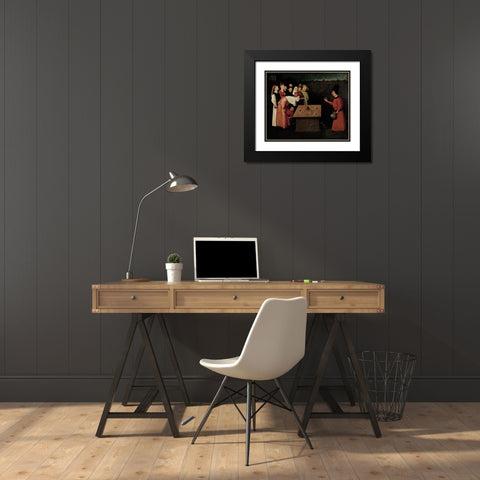 The Conjuror Black Modern Wood Framed Art Print with Double Matting by Bosch, Hieronymus