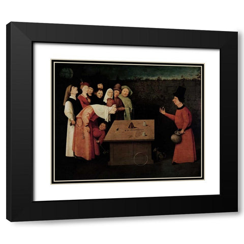 The Conjuror Black Modern Wood Framed Art Print with Double Matting by Bosch, Hieronymus
