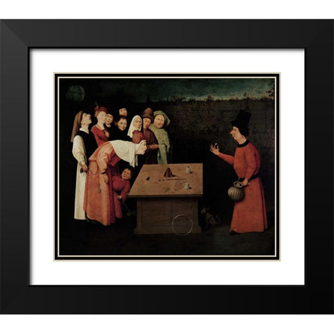 The Conjuror Black Modern Wood Framed Art Print with Double Matting by Bosch, Hieronymus