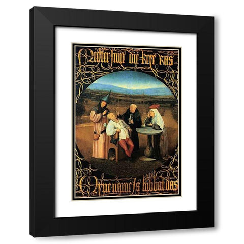 The Cure Of Folly Black Modern Wood Framed Art Print with Double Matting by Bosch, Hieronymus