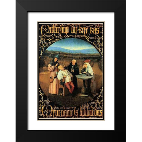 The Cure Of Folly Black Modern Wood Framed Art Print with Double Matting by Bosch, Hieronymus