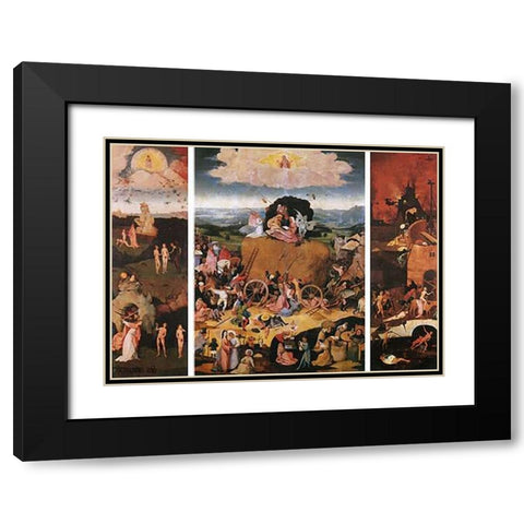 The Haywain Black Modern Wood Framed Art Print with Double Matting by Bosch, Hieronymus