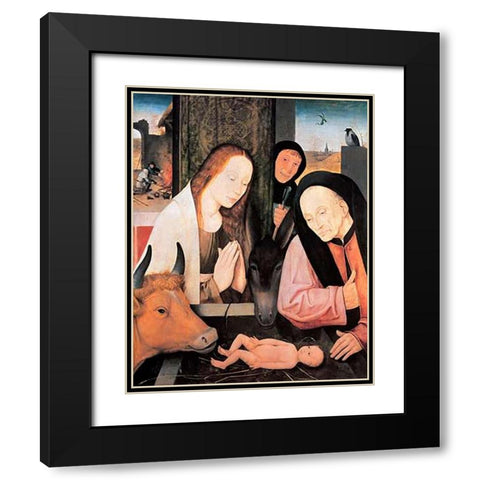 The Nativity Black Modern Wood Framed Art Print with Double Matting by Bosch, Hieronymus