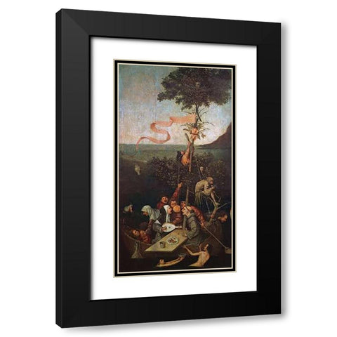 The Ship Of Fools Black Modern Wood Framed Art Print with Double Matting by Bosch, Hieronymus