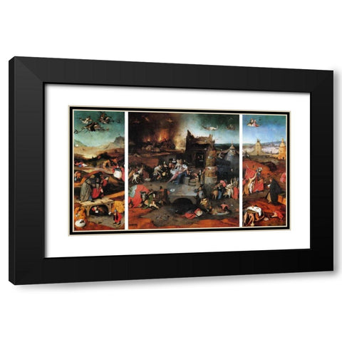 The Temptation Of St Anthony Black Modern Wood Framed Art Print with Double Matting by Bosch, Hieronymus