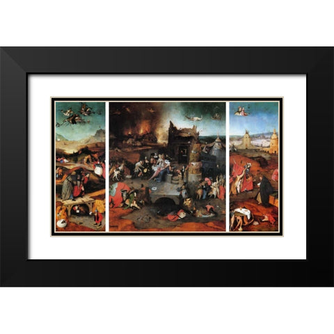 The Temptation Of St Anthony Black Modern Wood Framed Art Print with Double Matting by Bosch, Hieronymus