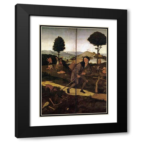 The Wayfarer Black Modern Wood Framed Art Print with Double Matting by Bosch, Hieronymus