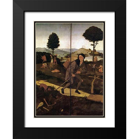The Wayfarer Black Modern Wood Framed Art Print with Double Matting by Bosch, Hieronymus