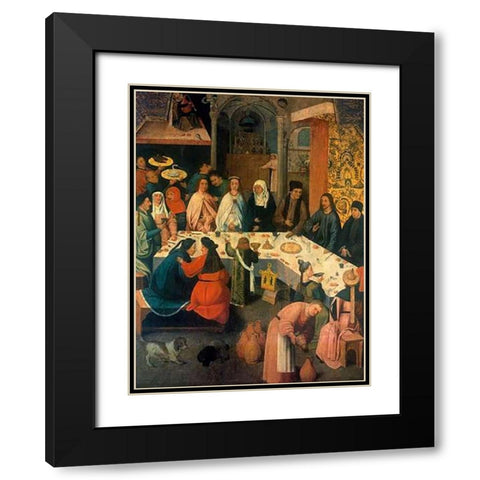 The Wedding At Cana Black Modern Wood Framed Art Print with Double Matting by Bosch, Hieronymus
