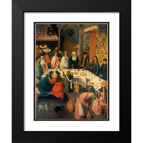 The Wedding At Cana Black Modern Wood Framed Art Print with Double Matting by Bosch, Hieronymus