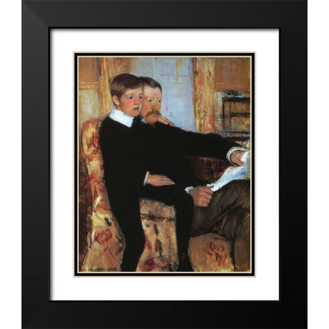 Alexander And His Son Robert 1885 Black Modern Wood Framed Art Print with Double Matting by Cassatt, Mary