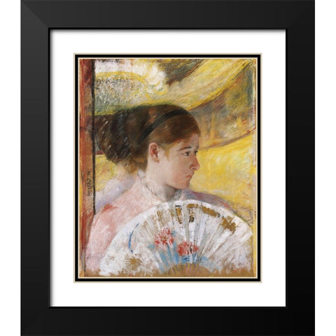 At The Theater 1879 Black Modern Wood Framed Art Print with Double Matting by Cassatt, Mary