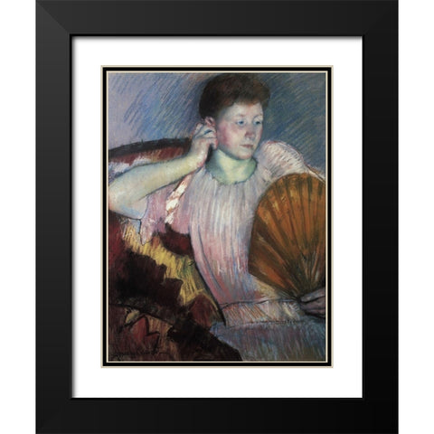 Contemplation 1891 Black Modern Wood Framed Art Print with Double Matting by Cassatt, Mary