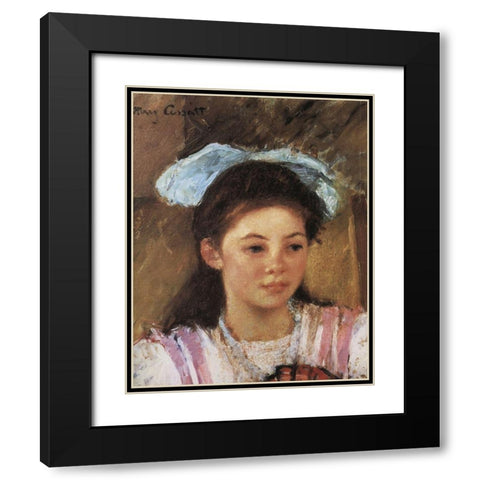 Ellen Mary With A Large Bow In Her Hair 1908 Black Modern Wood Framed Art Print with Double Matting by Cassatt, Mary