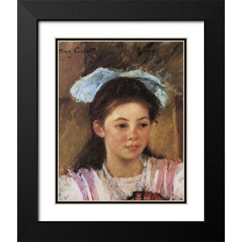 Ellen Mary With A Large Bow In Her Hair 1908 Black Modern Wood Framed Art Print with Double Matting by Cassatt, Mary
