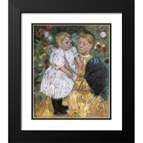 In The Garden 1893 Black Modern Wood Framed Art Print with Double Matting by Cassatt, Mary