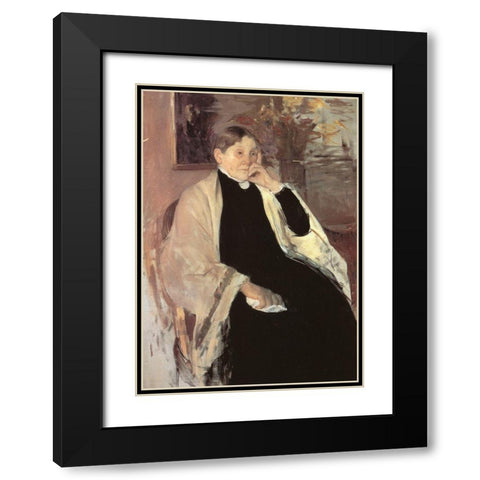The Artists Mother Katherine Kelso Johnston 1889 Black Modern Wood Framed Art Print with Double Matting by Cassatt, Mary
