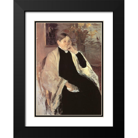 The Artists Mother Katherine Kelso Johnston 1889 Black Modern Wood Framed Art Print with Double Matting by Cassatt, Mary