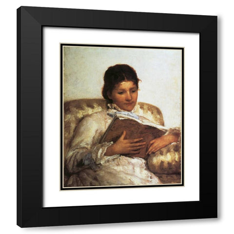 The Reader 1877 Black Modern Wood Framed Art Print with Double Matting by Cassatt, Mary