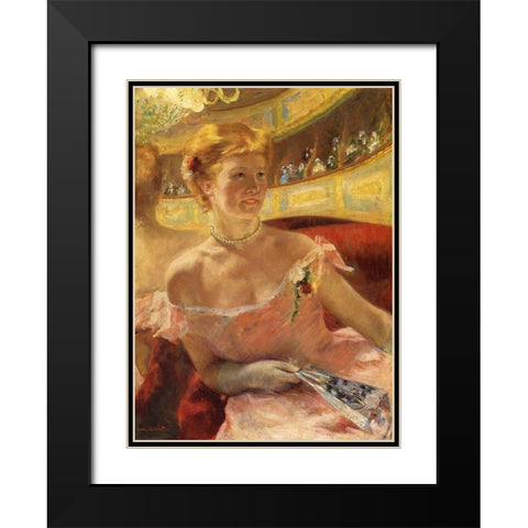 Woman In A Loge 1879 Black Modern Wood Framed Art Print with Double Matting by Cassatt, Mary