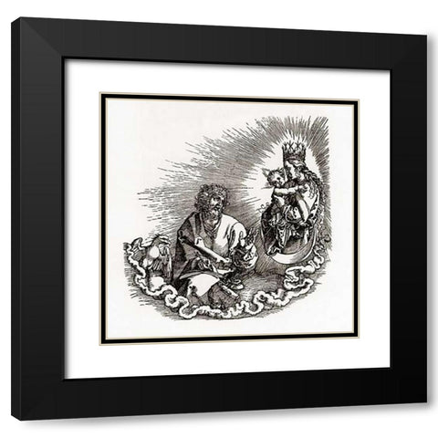 Madonna Appears To St John Black Modern Wood Framed Art Print with Double Matting by Durer, Albrecht