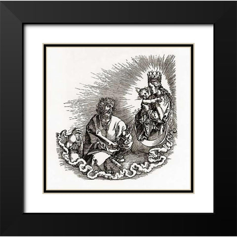 Madonna Appears To St John Black Modern Wood Framed Art Print with Double Matting by Durer, Albrecht