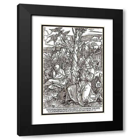 St Francis Black Modern Wood Framed Art Print with Double Matting by Durer, Albrecht