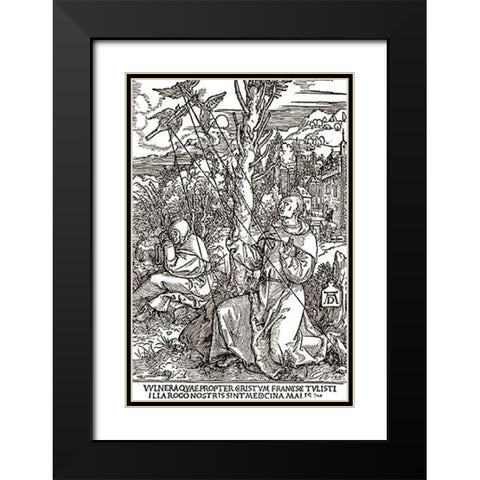 St Francis Black Modern Wood Framed Art Print with Double Matting by Durer, Albrecht