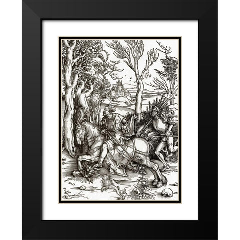 The Knight And The Landsknecht Black Modern Wood Framed Art Print with Double Matting by Durer, Albrecht