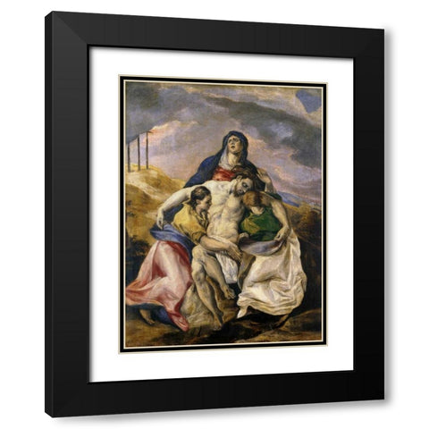 Pieta Black Modern Wood Framed Art Print with Double Matting by El Greco