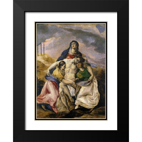 Pieta Black Modern Wood Framed Art Print with Double Matting by El Greco