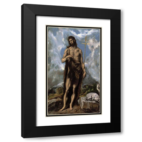 Saint John The Baptist Black Modern Wood Framed Art Print with Double Matting by El Greco