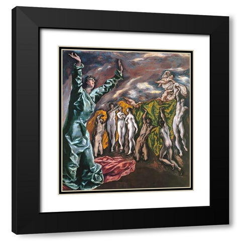 The Opening Of The Fifth Seal Black Modern Wood Framed Art Print with Double Matting by Greco, El