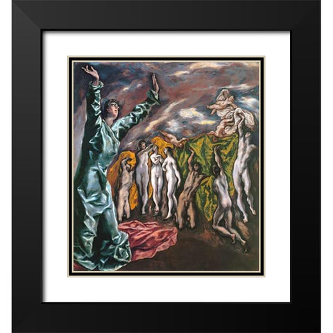 The Opening Of The Fifth Seal Black Modern Wood Framed Art Print with Double Matting by Greco, El