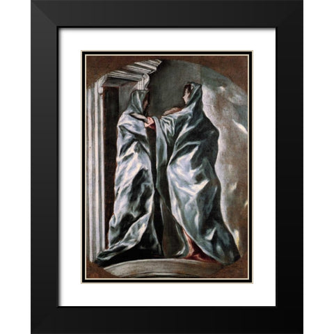 The Visitation Black Modern Wood Framed Art Print with Double Matting by El Greco