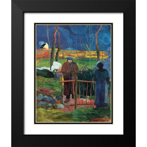 Bonjour Monsieur Black Modern Wood Framed Art Print with Double Matting by Gauguin, Paul