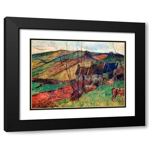 Breton Landscape 1888 Black Modern Wood Framed Art Print with Double Matting by Gauguin, Paul